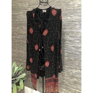18 Plus Cardigan long sleeve stretch black brown